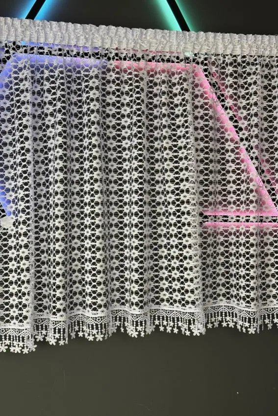 Firana biała koronka kwiaty 250x90cm