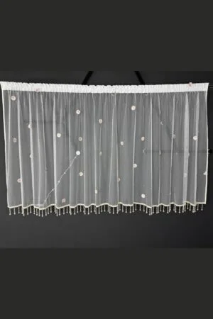 Firana gładka kwiaty cyrkonie 300x105cm