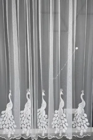 Firana siatka turecka biała z pawiem