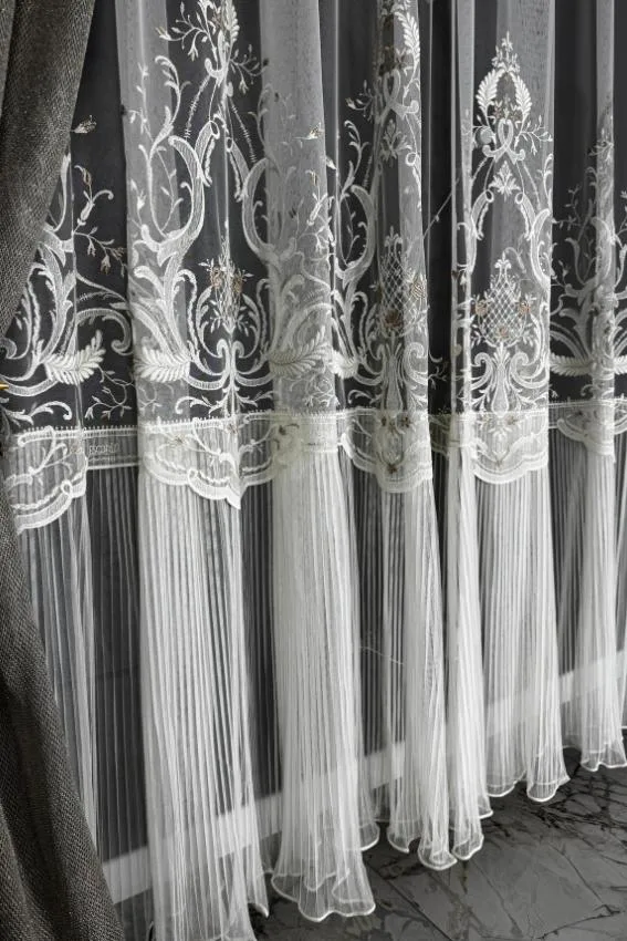 Firana ecru złoty blask