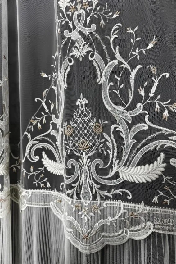 Firana ecru złoty blask