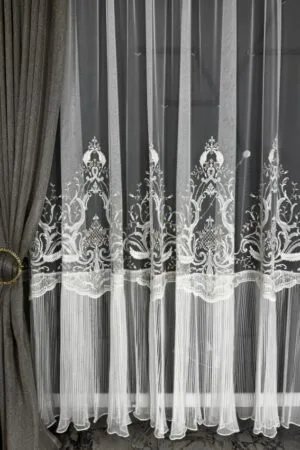 Firana ecru złoty blask