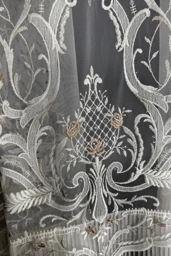 Firana ecru złoty blask