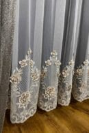 Firana ecru 3D eleganckie kwiaty