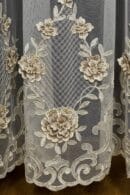 Firana ecru 3D eleganckie kwiaty