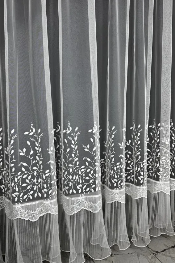 Firana naturalna biel botaniczna elegancja