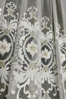 Firana włoska biała siatka z kwiatami 3D i lustrzanym blaskiem