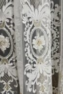 Firana włoska biała siatka z kwiatami 3D i lustrzanym blaskiem