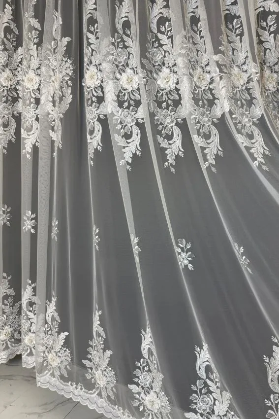 Firana Silver Blossom 3D Elegance