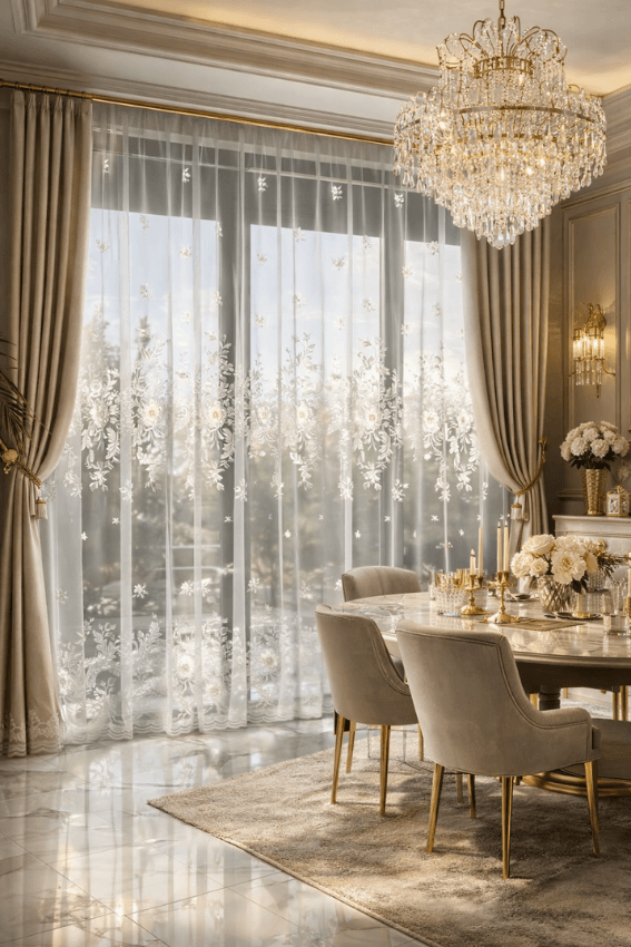 wizualizacja firana Silver Blossom 3D Elegance