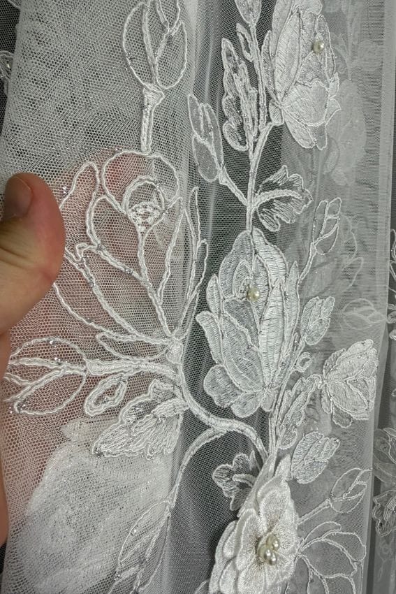 Firana Silver Rose 3D Elegance