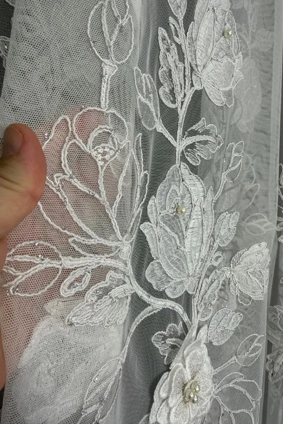 Firana Silver Rose 3D Elegance