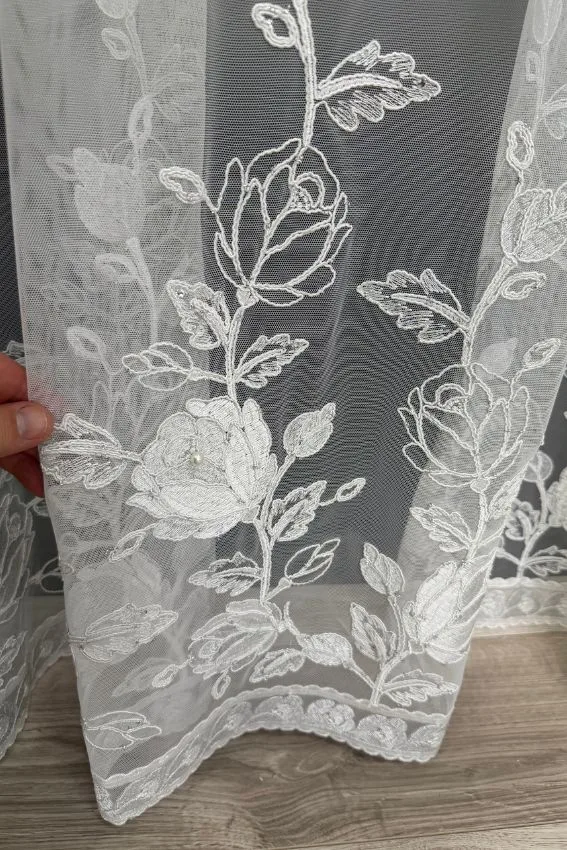 Firana Silver Rose 3D Elegance