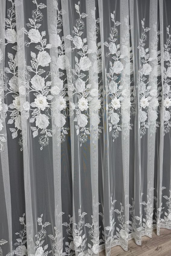 Firana Silver Rose 3D Elegance